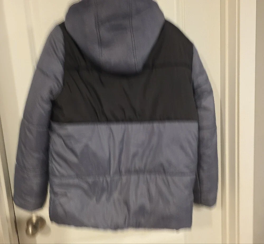 Calvin Klein Kids Hooded Two-Tone Puffer Jacket - Black & Gray